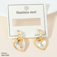 1 Pair Vintage Style Classic Style Roman Numeral Plating Inlay 304 Stainless Steel Rhinestones Shell 18K Gold Plated Drop Earrings sku image 3
