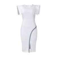 Women's Corset Dress Sexy Round Neck Short Sleeve Solid Color Knee-Length Casual Daily sku image 19