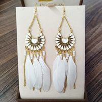 1 Pair Retro Leaf Alloy Feather Plating Women's Drop Earrings sku image 8