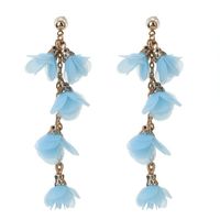 Wholesale Jewelry Simple Style Flower Alloy Cloth Patchwork Drop Earrings sku image 1