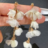 Wholesale Jewelry Simple Style Flower Alloy Cloth Patchwork Drop Earrings main image 3