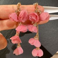 Wholesale Jewelry Simple Style Flower Alloy Cloth Patchwork Drop Earrings main image 2
