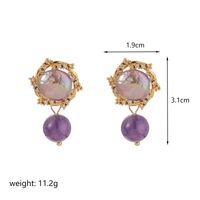 1 Pair Commute Flower Plating Inlay Copper Artificial Crystal Freshwater Pearl 18k Gold Plated Drop Earrings Ear Studs sku image 2