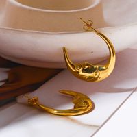 1 Pair Simple Style Streetwear Moon Plating Copper 18k Gold Plated Ear Studs main image 5