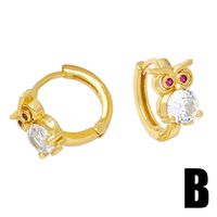 1 Pair Cute Sweet Pentagram Owl Enamel Plating Inlay Copper Zircon 18k Gold Plated Hoop Earrings main image 4
