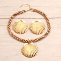 Vintage Style Exaggerated Simple Style Shell Synthetic Fibre Alloy Wholesale Jewelry Set main image 7