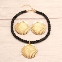 Vintage Style Exaggerated Simple Style Shell Synthetic Fibre Alloy Wholesale Jewelry Set main image 6