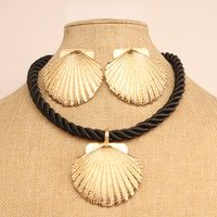 Vintage Style Exaggerated Simple Style Shell Synthetic Fibre Alloy Wholesale Jewelry Set sku image 2