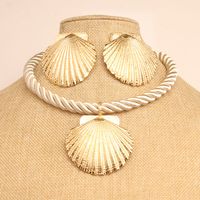 Vintage Style Exaggerated Simple Style Shell Synthetic Fibre Alloy Wholesale Jewelry Set sku image 4