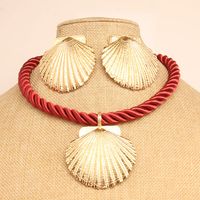 Vintage Style Exaggerated Simple Style Shell Synthetic Fibre Alloy Wholesale Jewelry Set sku image 1