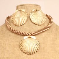 Vintage Style Exaggerated Simple Style Shell Synthetic Fibre Alloy Wholesale Jewelry Set sku image 3