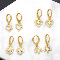1 Pair Ig Style Simple Style Infinity Tree Heart Shape Plating Hollow Out Inlay Copper Zircon 18k Gold Plated Drop Earrings main image 1