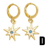 1 Pair Original Design Streetwear Sun Star Plating Inlay Copper Zircon 18k Gold Plated Drop Earrings main image 3