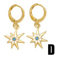 1 Paire Dessin Original Vêtement De Rue Soleil Star Placage Incruster Le Cuivre Zircon Plaqué Or 18k Boucles D'oreilles main image 3