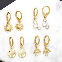 1 Pair Original Design Streetwear Sun Umbrella Plating Inlay Copper Zircon 18k Gold Plated Drop Earrings main image 1