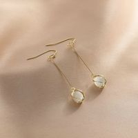 1 Pair Elegant Vacation Round Inlay Alloy Opal Drop Earrings sku image 1