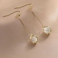1 Pair Elegant Vacation Round Inlay Alloy Opal Drop Earrings main image 4