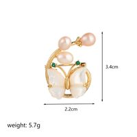 Retro Flower Butterfly Copper Plating Metal Inlay Freshwater Pearl Shell Women's Brooches 1 Piece sku image 2