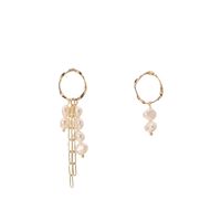 1 Pair Simple Style Round Patchwork Plating Freshwater Pearl Copper 18k Gold Plated Drop Earrings sku image 1