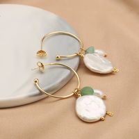 1 Paire Style Simple Rond Patchwork Perle D'eau Douce Le Cuivre Plaqué Or 18k Boucles D'oreilles main image 1