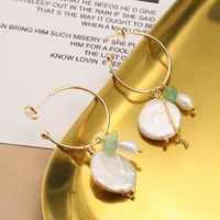 1 Pair Simple Style Round Patchwork Freshwater Pearl Copper 18k Gold Plated Drop Earrings main image 2