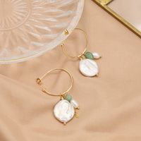 1 Pair Simple Style Round Patchwork Freshwater Pearl Copper 18k Gold Plated Drop Earrings main image 3