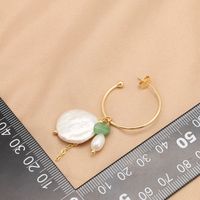 1 Pair Simple Style Round Patchwork Freshwater Pearl Copper 18k Gold Plated Drop Earrings main image 4