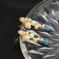 1 Pair Retro Geometric Plating Freshwater Pearl Copper 18k Gold Plated Drop Earrings main image 5