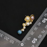 1 Pair Retro Geometric Plating Freshwater Pearl Copper 18k Gold Plated Drop Earrings main image 3