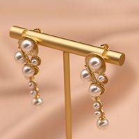 1 Pair Retro Geometric Plating Freshwater Pearl Copper 18k Gold Plated Drop Earrings sku image 1