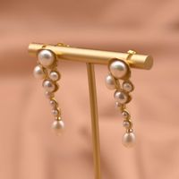 1 Pair Retro Geometric Plating Freshwater Pearl Copper 18k Gold Plated Drop Earrings sku image 3