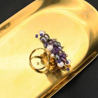 Retro Round Freshwater Pearl Copper Beaded Plating Inlay Pearl 18k Gold Plated Open Rings main image 5