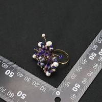 Retro Round Freshwater Pearl Copper Beaded Plating Inlay Pearl 18k Gold Plated Open Rings main image 3