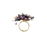 Retro Round Freshwater Pearl Copper Beaded Plating Inlay Pearl 18k Gold Plated Open Rings main image 2