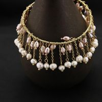 Retro Round Freshwater Pearl Copper Patchwork Plating 18k Gold Plated Bracelets main image 2