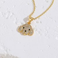 Cute Sweet Simple Style Dog Copper Plating Inlay Zircon 14k Gold Plated White Gold Plated Pendant Necklace main image 3
