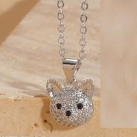 Cute Sweet Simple Style Dog Copper Plating Inlay Zircon 14k Gold Plated White Gold Plated Pendant Necklace sku image 1