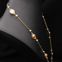 Retro Solid Color Freshwater Pearl Plating 18k Gold Plated Necklace main image 4