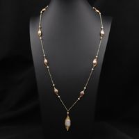 Retro Solid Color Freshwater Pearl Plating 18k Gold Plated Necklace sku image 1
