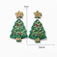 1 Pair Glam Christmas Artistic Christmas Tree Handmade Braid Inlay Beaded Cloth Rhinestones Drop Earrings main image 3