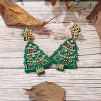 1 Paar Glam Weihnachten Künstlerisch Weihnachtsbaum Handgemacht Flechten Inlay Perlen Tuch Strasssteine Tropfenohrringe main image 6