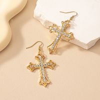 1 Paire Style Simple Traverser Incruster Alliage Strass Boucles D'oreilles main image 1