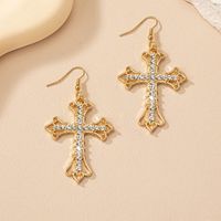 1 Paire Style Simple Traverser Incruster Alliage Strass Boucles D'oreilles main image 5