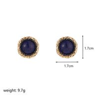 1 Pair Ig Style Retro Round Plating Metal Inlay Copper Natural Stone 18k Gold Plated Ear Studs sku image 1