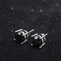 1 Pair Simple Style Round Plating Inlay Brass Crystal Zircon Platinum Plated Ear Studs main image 3