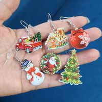 Wholesale Jewelry Ig Style Christmas Tree Santa Claus Snowman Arylic Drop Earrings main image 1