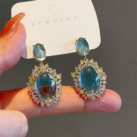 1 Pair Elegant Luxurious Geometric Plating Inlay Copper Opal Drop Earrings sku image 1