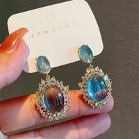 1 Pair Elegant Luxurious Geometric Plating Inlay Copper Opal Drop Earrings main image 1