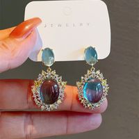 1 Pair Elegant Luxurious Geometric Plating Inlay Copper Opal Drop Earrings main image 4