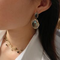 1 Pair Elegant Luxurious Geometric Plating Inlay Copper Opal Drop Earrings main image 2